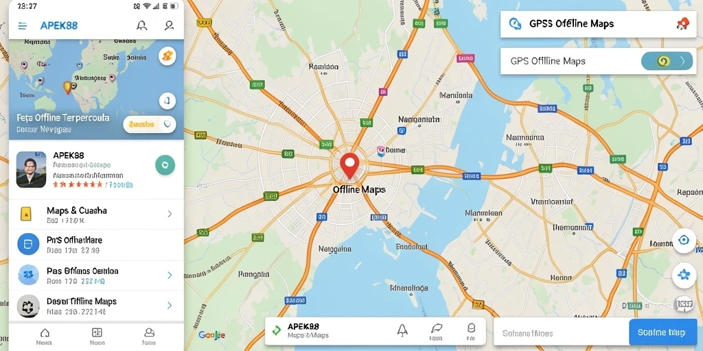 Tampilan antarmuka APEK88 yang intuitif untuk GPS Offline Maps.