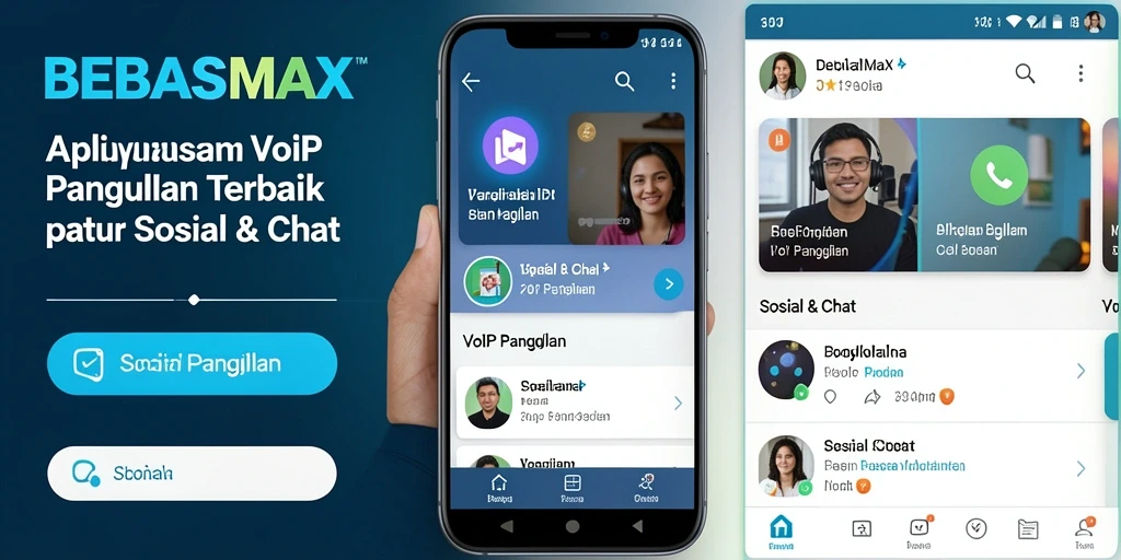 Antarmuka aplikasi BEBASMAX yang sederhana dan fungsional untuk VoIP Panggilan.