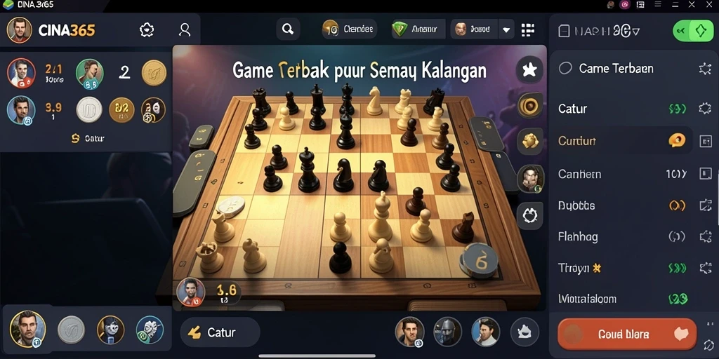Tampilan antarmuka catur CINA365 yang interaktif dan menarik.