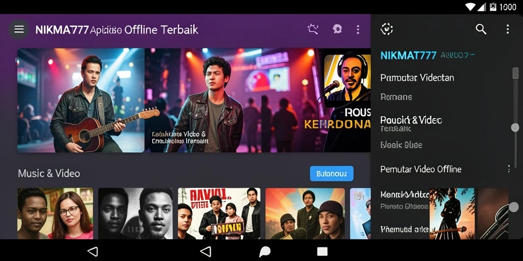 Tampilan antarmuka NIKMAT777 dengan fungsi Pemutar Video Offline yang intuitif.