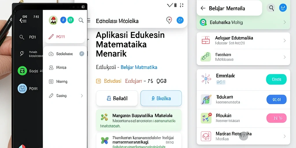 Tampilan utama PG11 yang menampilkan berbagai fitur dan fungsi untuk belajar matematika.