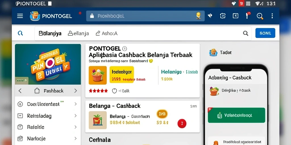 Antarmuka utama PIONTOGEL dengan fitur cashback yang menarik.