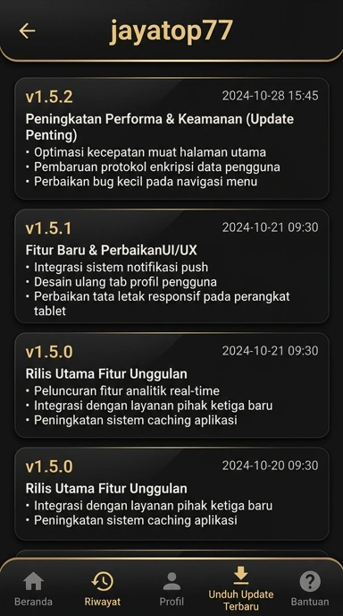 Riwayat Versi jayatop77 untuk Pengguna Android